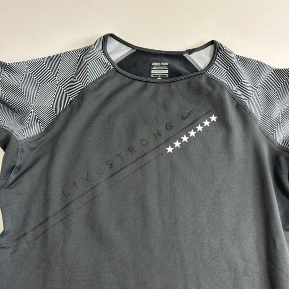 Nike Pro‎ Livestrong Fitted Running Top Thumbholes Women’s Size Medium Gray - Picture 3 of 7